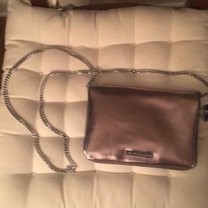 Rose gold evening bag.
